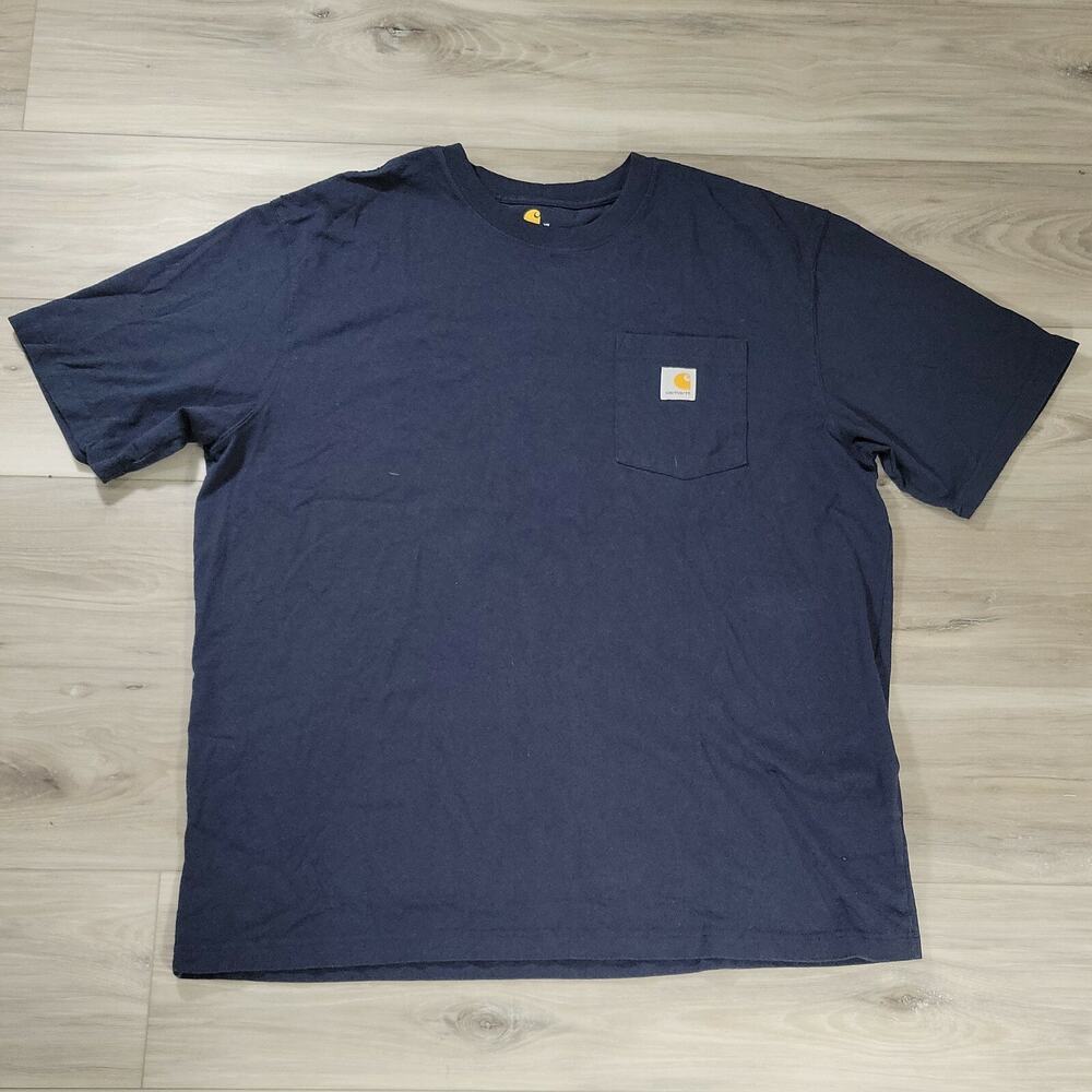 Carhartt T-Shirt Men's XL Navy Cotton Loose Fit Heavyweight Short Sleeve Cotton